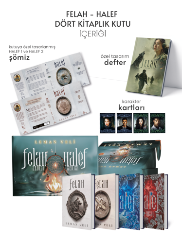 Halef ve Felah 4 Kitaplık Hediyeli Özel Kutu (Ciltli) - Kitapiks.com