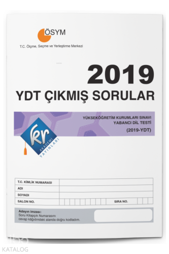 KR Akademi Yayınları 2019 YDT Çıkmış Sorular Tıpkı Basım Kitapçığı - K