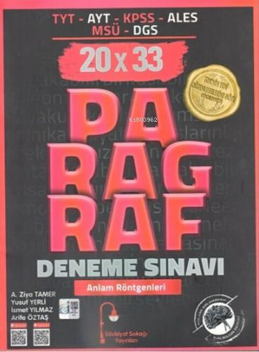 TYT AYT KPSS ALES MSÜ DGS Paragraf 20 x 33 Deneme Sınavı - Kitapiks.co