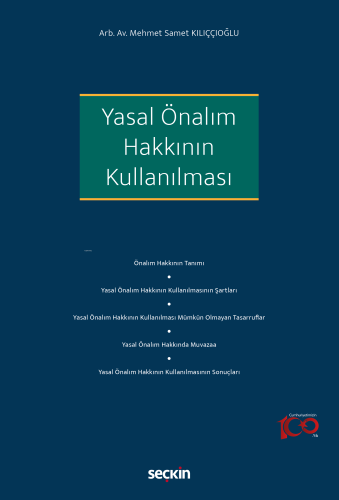 Yasal Önalım Hakkının Kullanılması - Kitapiks.com