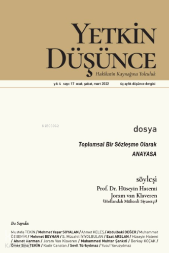 Yetkin Düşünce 17. Sayı ;Toplumsal Bir Sözleşme Olarak Anayasa